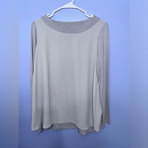 J Jill Wearever Grey Chiffon Overlay Top NWOT‎ Size S